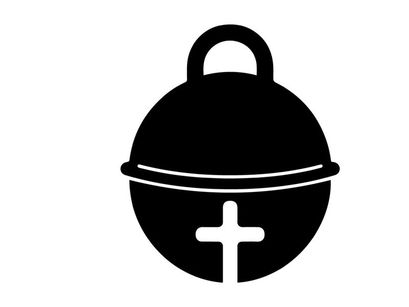 Christmas bell with cross symbol for holiday celebration and religious themes