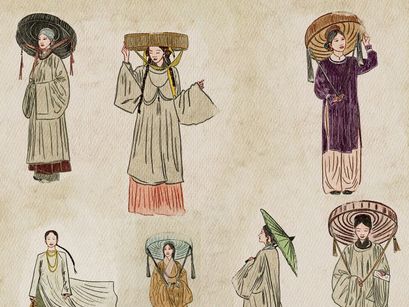 Vintage Asian Women Illustration Bundle – 18 Hand-Drawn Characters (EPS & JPEG)