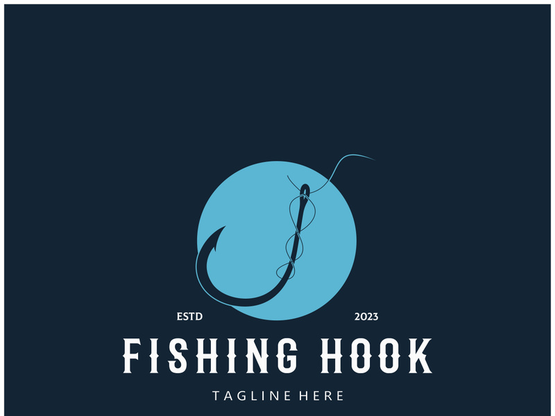 fishing hook logo design, fishing bait, fishing shop, tournament, angler, fishing community