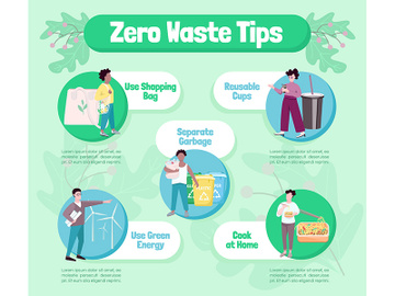 Zero waste tips flat color vector infographic template preview picture
