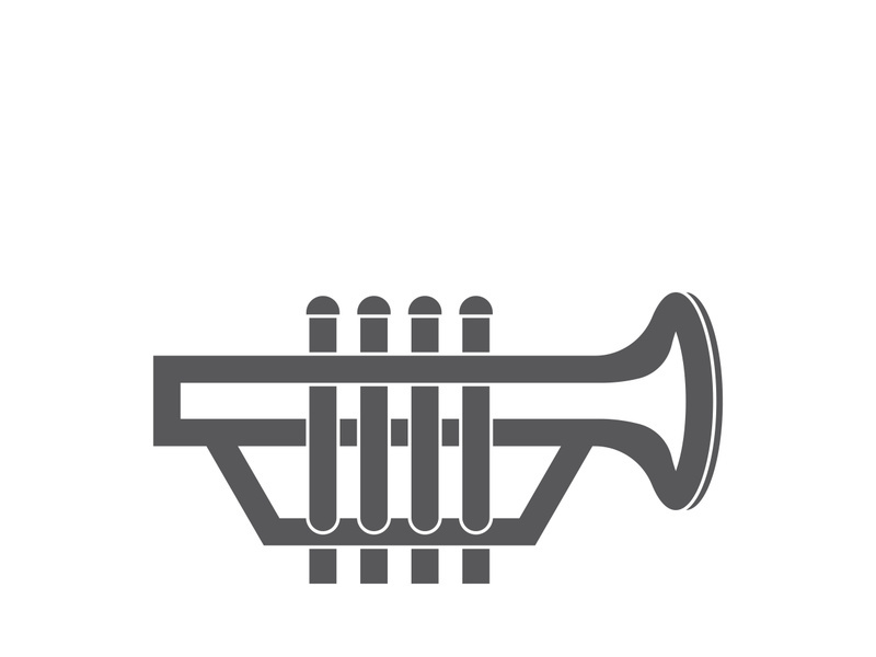 Musical instrument simple icon trumpet for jazz music logo design