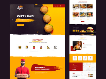 Hot Burgers - Restaurant Adobe XD Template preview picture