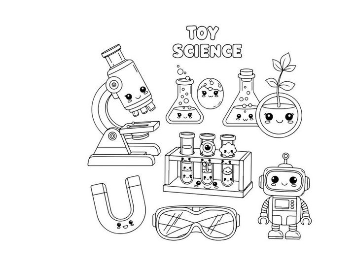 Cute science lab toys vector illustration flat design