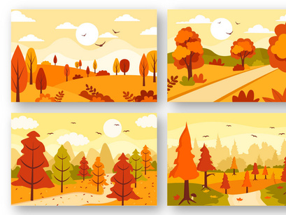 32 Autumn Landscape Background Illustration