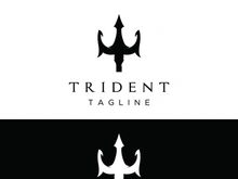 Retro vintage poseidon trident logo design.