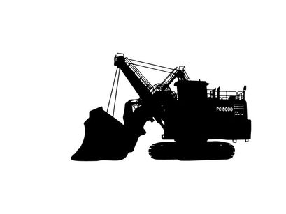Silhouette of a large excavator or digger machine
