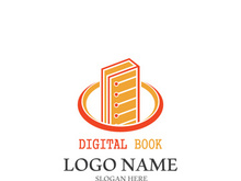 Digital book logo technology vector icon design