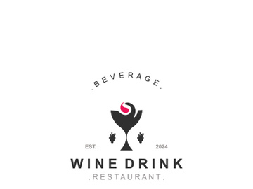 Wine drink Vintage logo label with glass or beer premium, bars, clubs, cafes company preview picture