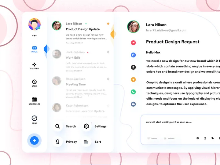 E-mail Client App Design Concept UI Kit [PSD]