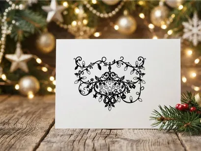Christmas string lights silhouette, festive holiday garland decoration on white background.