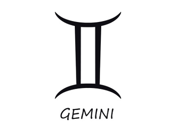 Gemini zodiac sign black vector illustration preview picture