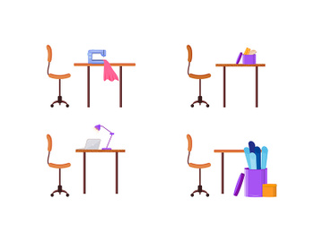 Designer workplace flat color vector object set preview picture