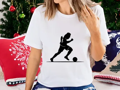 Soccer player in motion kicking a ball with dynamic movement and energy