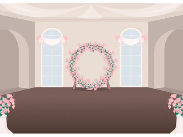 Wedding event hall flat color vector illustration preview picture