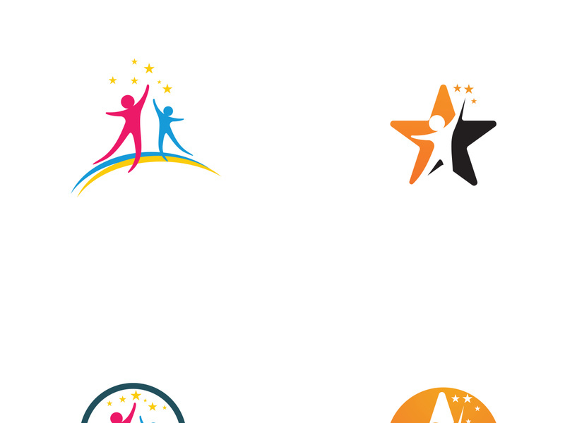 Fun and happy people logo sign illustration vector design