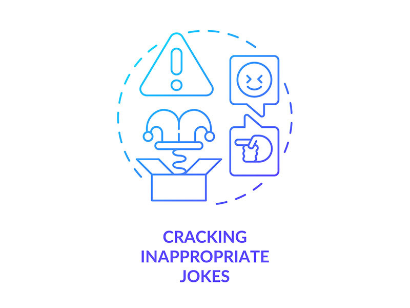 Cracking inappropriate jokes blue gradient concept icon