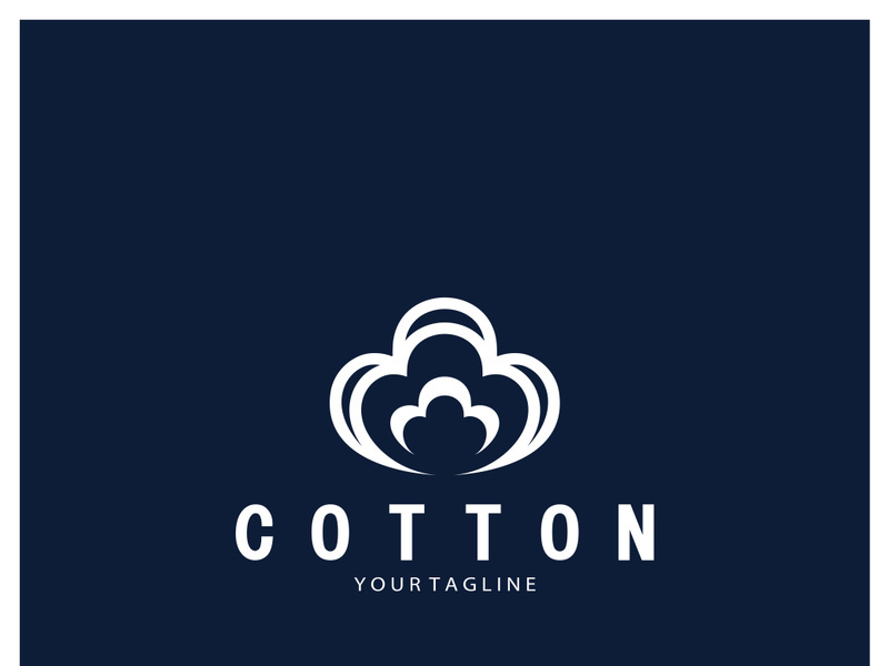 Soft natural organic cotton flower plant logo for cotton plantations, industries,business,textile,clothing and beauty,vector