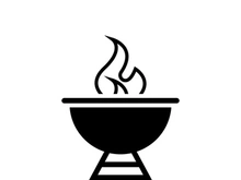 BBQ grill simple and symbol icon with smoke or steam logo vector illustration