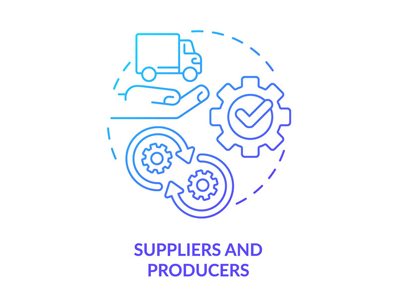 Suppliers and producers blue gradient concept icon
