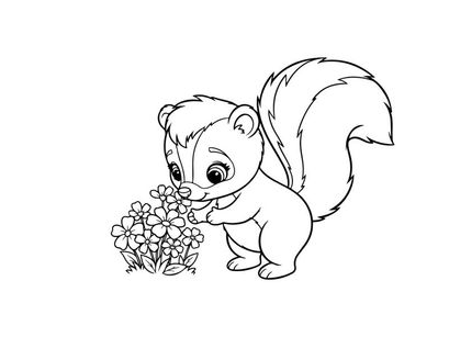 Cute bear holding flowers vector illustration flat design