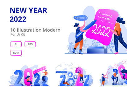 New Year 2022 Goal Flat Illustration