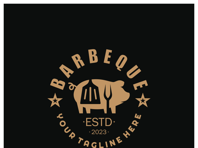 Simple Barbecue Vintage hot grill, with crossed flames and spatula. Logo for restaurant, badge, cafe and bar.vector