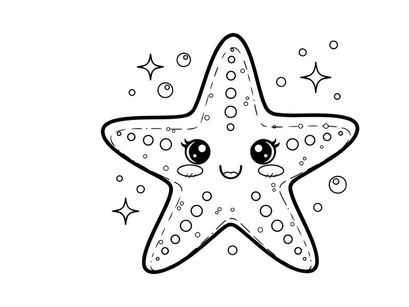 Cute cartoon starfish with faces vector illustration