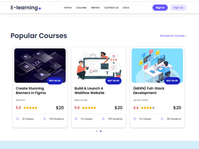 E-learning NextJs Free Landing Page Template