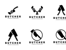 Butcher logo design, Knife Cutting Tool Vector Template, Product Brand Illustration Design For Butcher, Farm, Butcher Shop