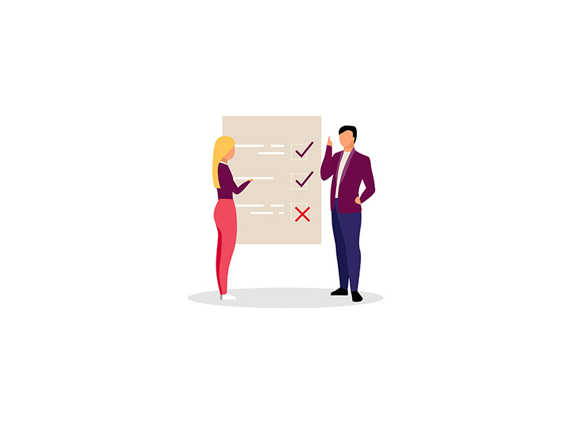 Project manager with checklist flat illustration