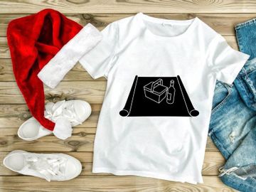 Minimalist moving day box and wine bottle illustration on black banner preview picture