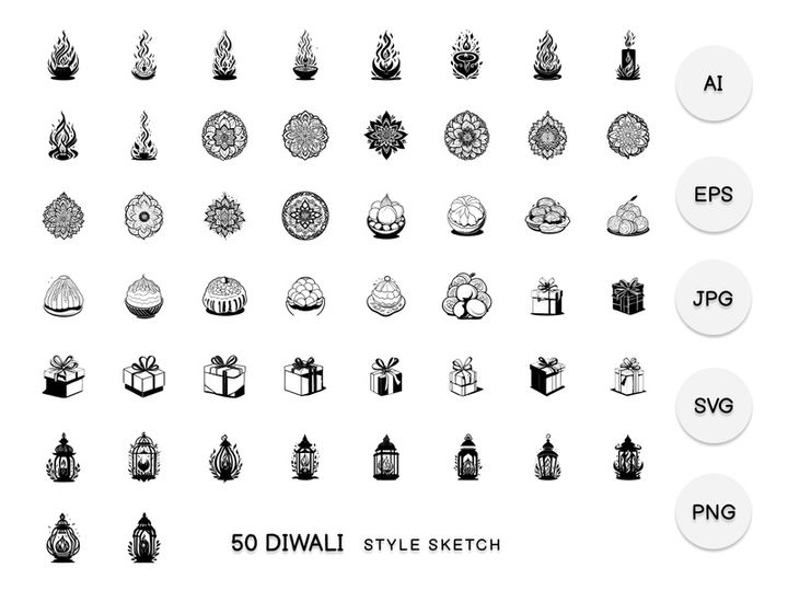 Diwali Element Draw Black