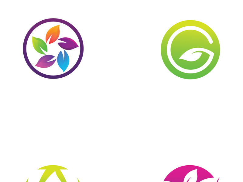 Colorful natural leaf logo design.