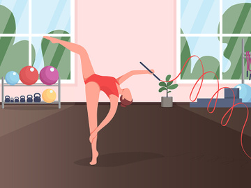 Gymnast in studio flat color vector illustration preview picture