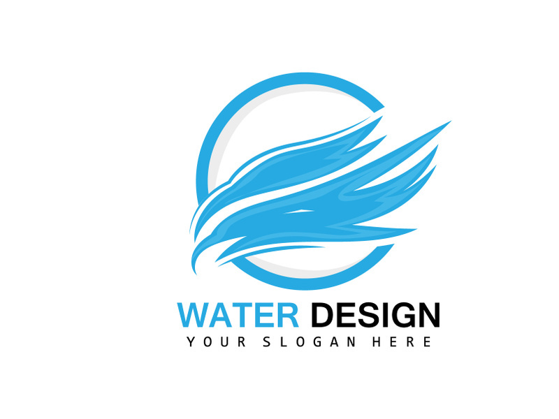 Water Wave Logo, Earth Element Vector, Water Wings Logo Design Style, Brand Icon, Sticker