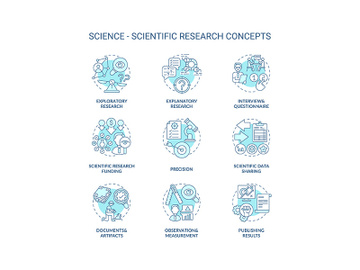 Science and scientific researching concept icons set preview picture
