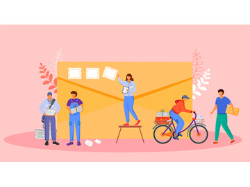 Post office workers flat color vector illustration preview picture