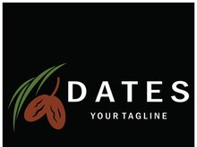 Date palm fruit plant logo design with leaves,seeds and date palm tree isolated background exotic organic plant.