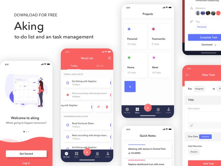 Aking to-do list app UI Kit - Freebie preview picture