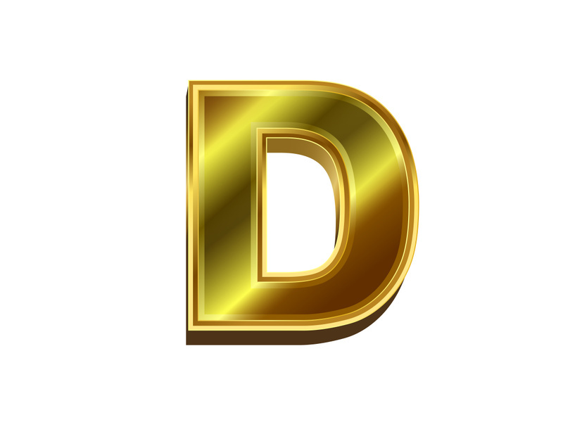 3d golden letter. Luxury gold English alphabet on white background