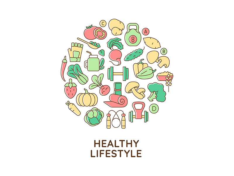 Healthy lifestyle abstract color concept layout with headline
