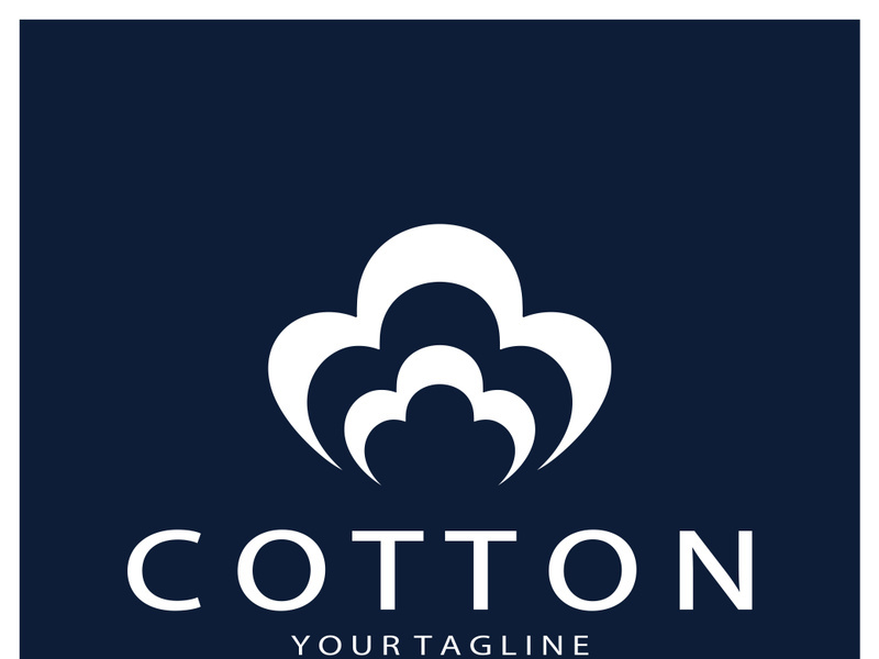 Soft natural organic cotton flower plant logo for cotton plantations, industries,business,textile,clothing and beauty,vector