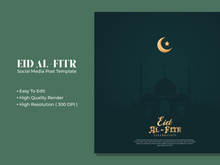 Eid Al-Fitr social media post template design Premium Vector