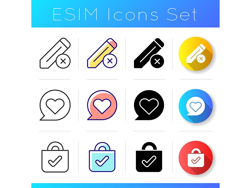 Easy to use interface creation process icons set