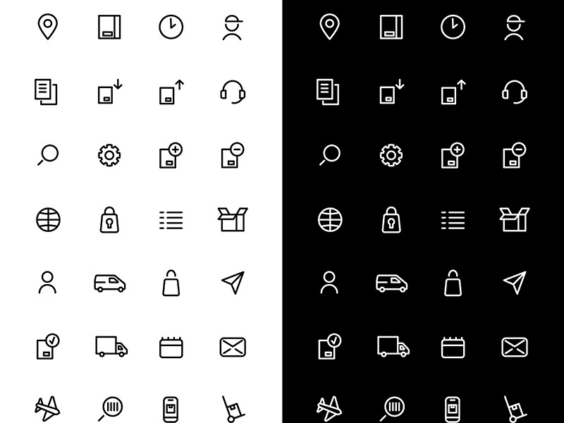 Delivery linear icons set for dark and light mode