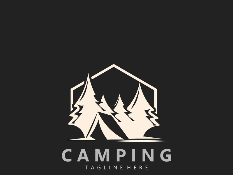 Camping tent logo Outdoor adventure vintage design emblem vector illustration