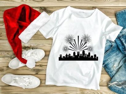 City Skyline Multiple Fireworks Display