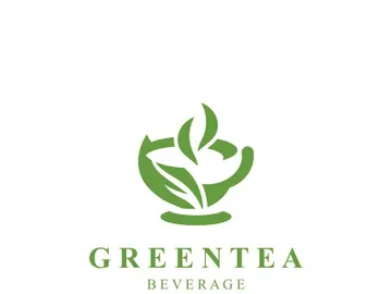 Green tea leaf modern logo minimal geometric line style simple preview picture