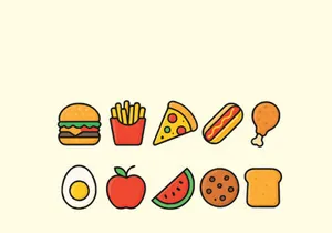 10 Foods color vector icon