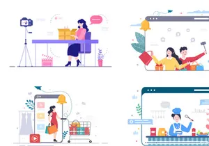 24 Content Creator Online Blogger Vector Illustration